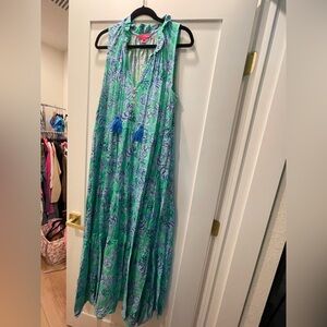 Lilly Pulitzer Vibrant Green and Blue Maxi Dress